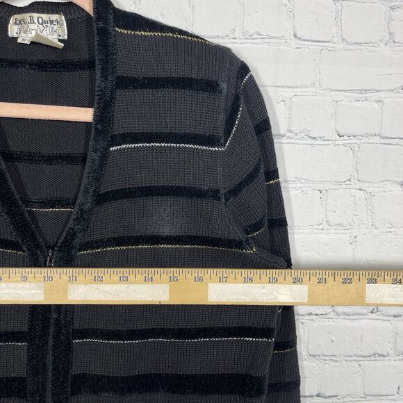 Jack B Quick Cardigan Women Medium Black Beaded Embroidered Christmas Holiday - Picture 10 of 13